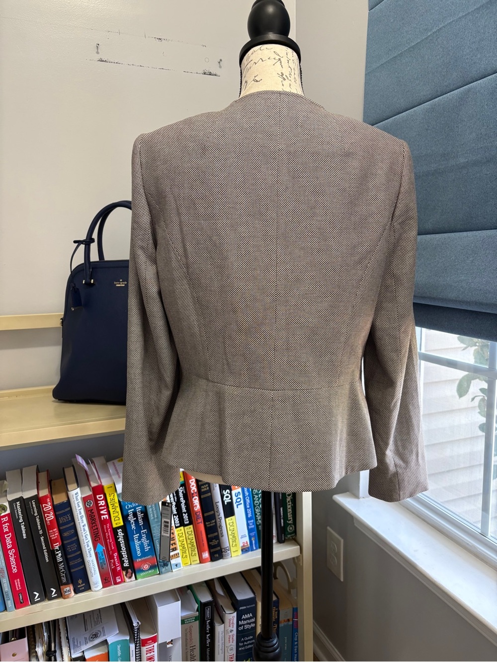 Tahari Taupe Zip-Front Collarless Blazer - Picture 8 of 8